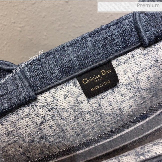 Dior Large Oblique Embroidered Denim Dior Book Tote Blue 2020 (XXG-20042926)