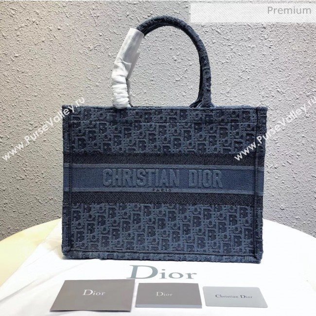 Dior Small Oblique Embroidered Denim Dior Book Tote Blue 2020 (XXG-20042925)