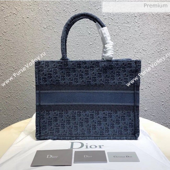 Dior Small Oblique Embroidered Denim Dior Book Tote Blue 2020 (XXG-20042925)