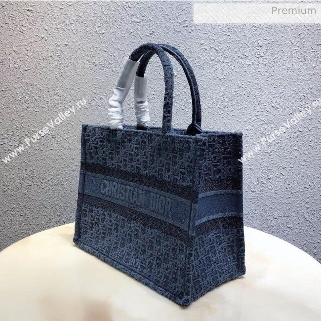 Dior Small Oblique Embroidered Denim Dior Book Tote Blue 2020 (XXG-20042925)
