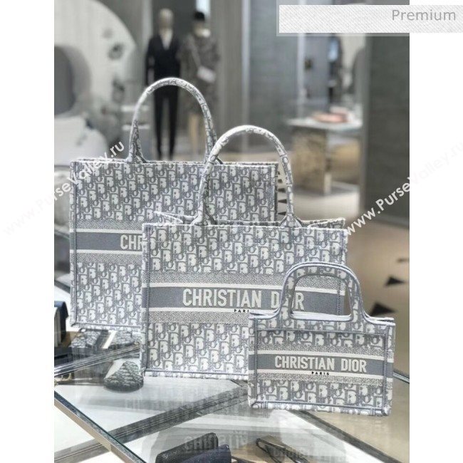 Dior Small Book Tote with Dior Oblique Embroidery Grey 2020 (XXG-20042923)