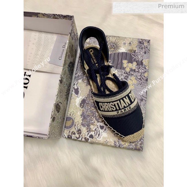 Dior Oblique Embroidered Cotton Lace-up Espadrille Blue 2020 (HB-20043005)