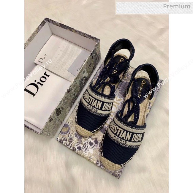 Dior Oblique Embroidered Cotton Lace-up Espadrille Blue 2020 (HB-20043005)