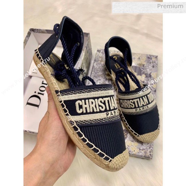 Dior Oblique Embroidered Cotton Lace-up Espadrille Blue 2020 (HB-20043005)