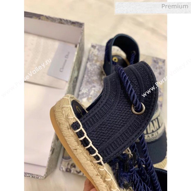 Dior Oblique Embroidered Cotton Lace-up Espadrille Blue 2020 (HB-20043005)