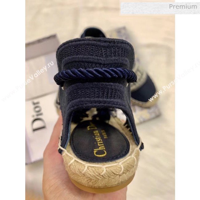 Dior Oblique Embroidered Cotton Lace-up Espadrille Blue 2020 (HB-20043005)
