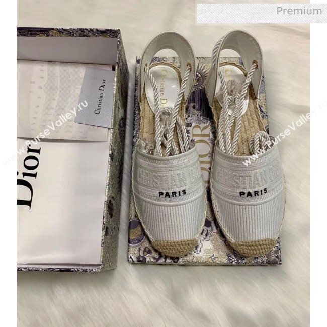 Dior Oblique Embroidered Cotton Lace-up Espadrille White 2020 (HB-20043031)