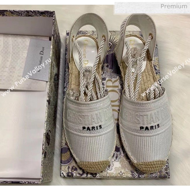 Dior Oblique Embroidered Cotton Lace-up Espadrille White 2020 (HB-20043031)