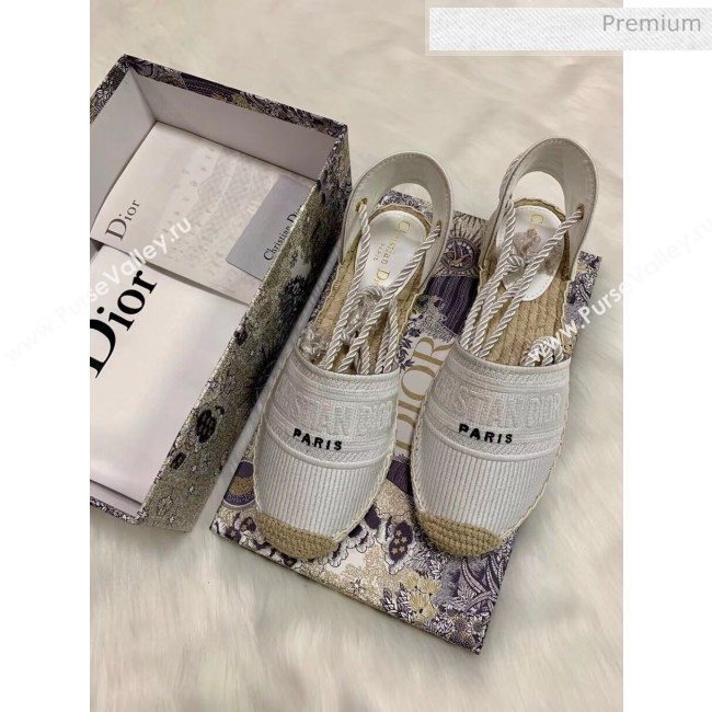Dior Oblique Embroidered Cotton Lace-up Espadrille White 2020 (HB-20043031)