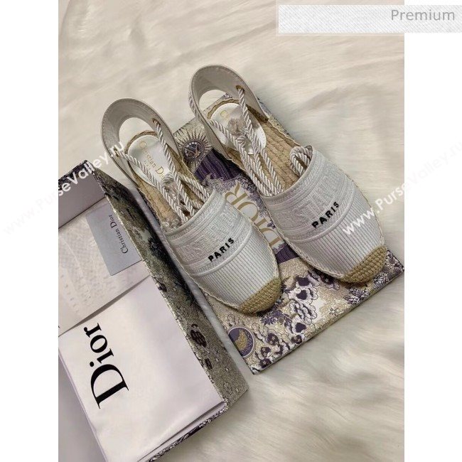 Dior Oblique Embroidered Cotton Lace-up Espadrille White 2020 (HB-20043031)