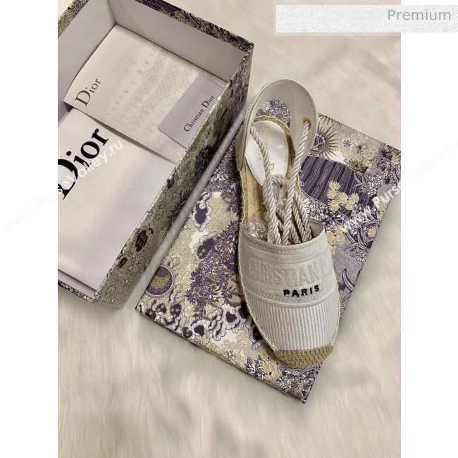 Dior Oblique Embroidered Cotton Lace-up Espadrille White 2020 (HB-20043031)
