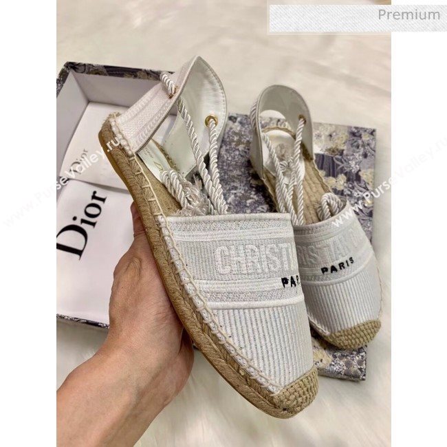 Dior Oblique Embroidered Cotton Lace-up Espadrille White 2020 (HB-20043031)