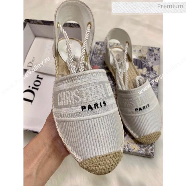 Dior Oblique Embroidered Cotton Lace-up Espadrille White 2020 (HB-20043031)