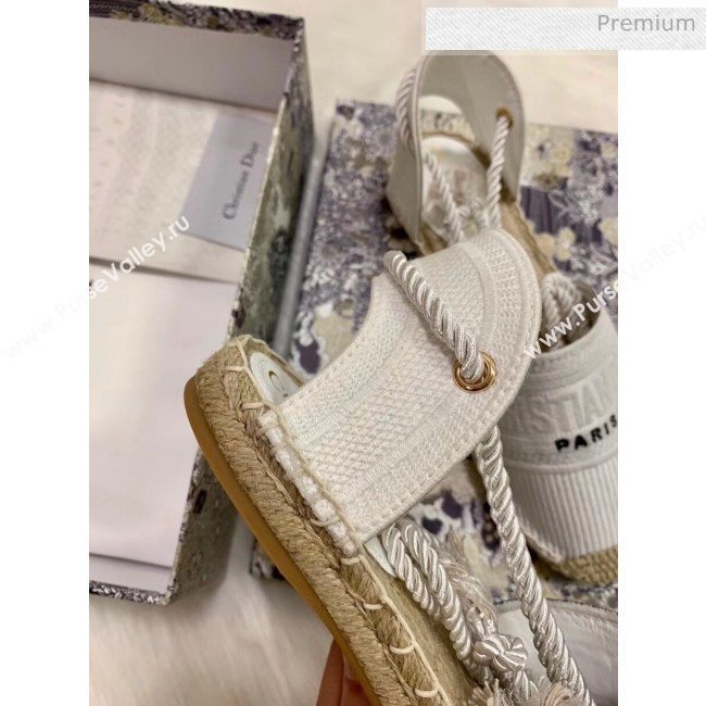 Dior Oblique Embroidered Cotton Lace-up Espadrille White 2020 (HB-20043031)