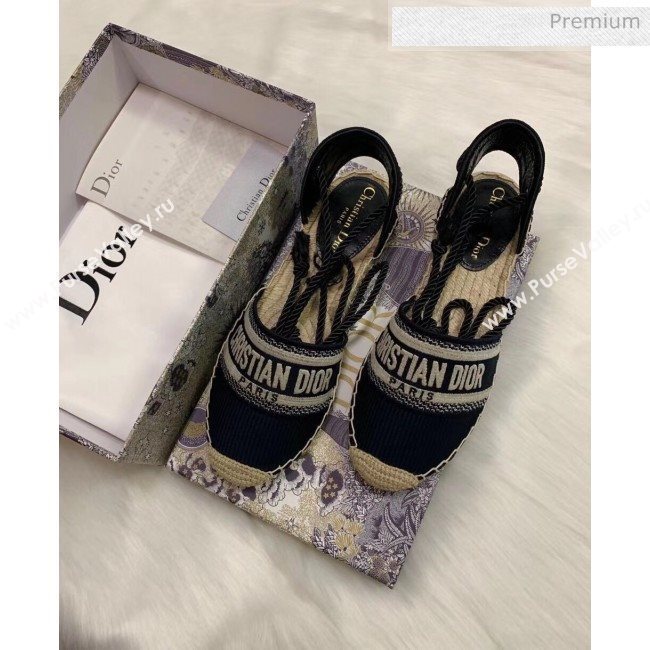 Dior Oblique Embroidered Cotton Lace-up Espadrille Black 2020 (HB-20043032)