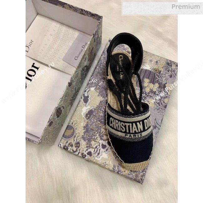 Dior Oblique Embroidered Cotton Lace-up Espadrille Black 2020 (HB-20043032)