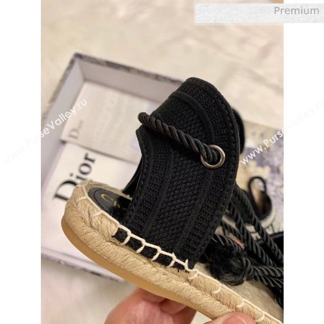 Dior Oblique Embroidered Cotton Lace-up Espadrille Black 2020 (HB-20043032)