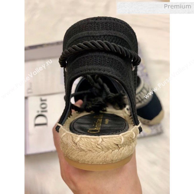 Dior Oblique Embroidered Cotton Lace-up Espadrille Black 2020 (HB-20043032)