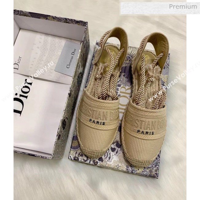 Dior Oblique Embroidered Cotton Lace-up Espadrille Beige 2020 (HB-20043033)