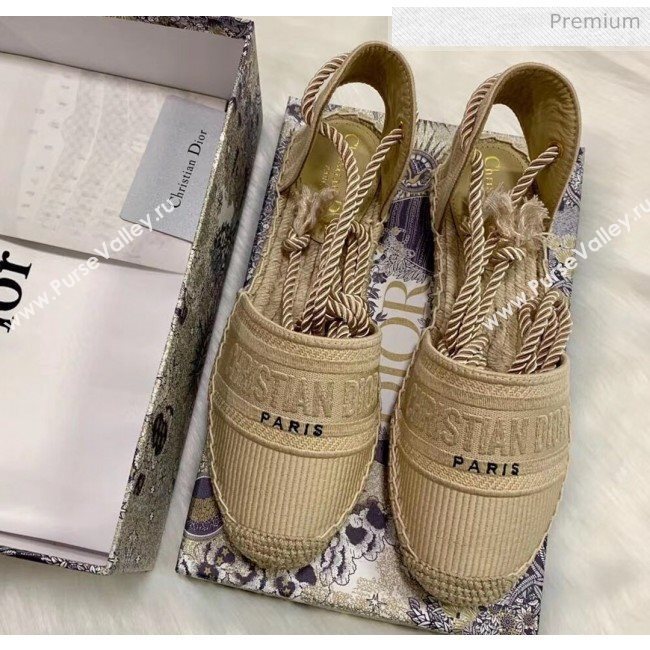 Dior Oblique Embroidered Cotton Lace-up Espadrille Beige 2020 (HB-20043033)