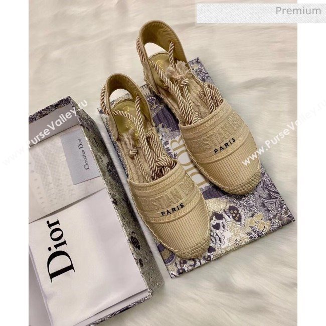 Dior Oblique Embroidered Cotton Lace-up Espadrille Beige 2020 (HB-20043033)