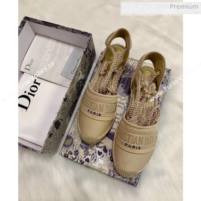 Dior Oblique Embroidered Cotton Lace-up Espadrille Beige 2020 (HB-20043033)