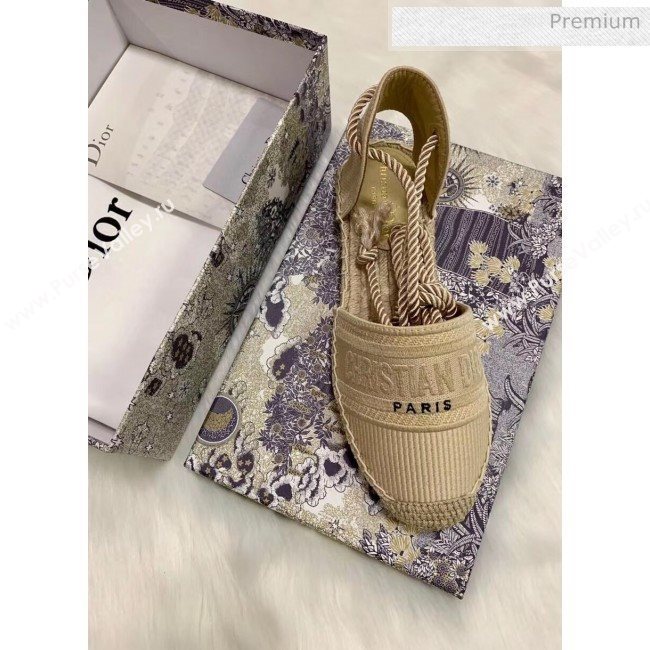 Dior Oblique Embroidered Cotton Lace-up Espadrille Beige 2020 (HB-20043033)
