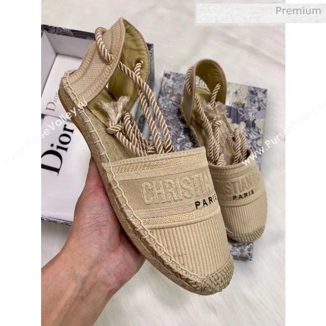 Dior Oblique Embroidered Cotton Lace-up Espadrille Beige 2020 (HB-20043033)