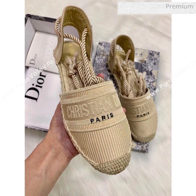 Dior Oblique Embroidered Cotton Lace-up Espadrille Beige 2020 (HB-20043033)