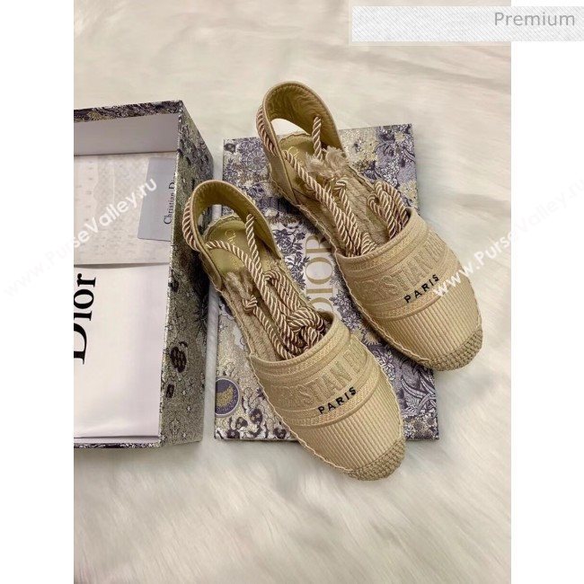 Dior Oblique Embroidered Cotton Lace-up Espadrille Beige 2020 (HB-20043033)