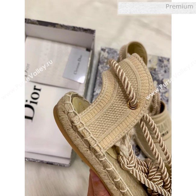 Dior Oblique Embroidered Cotton Lace-up Espadrille Beige 2020 (HB-20043033)