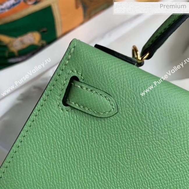 Hermes Mini Kelly II Handbag in Original Epsom Leather Light Green(Gold Hardware) (FL-20043001)