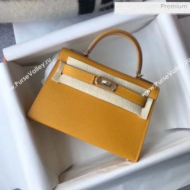 Hermes Mini Kelly II Handbag in Original Epsom Leather Yellow (Gold Hardware) (FL-20043003)