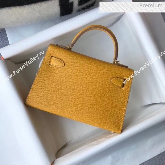 Hermes Mini Kelly II Handbag in Original Epsom Leather Yellow (Gold Hardware) (FL-20043003)