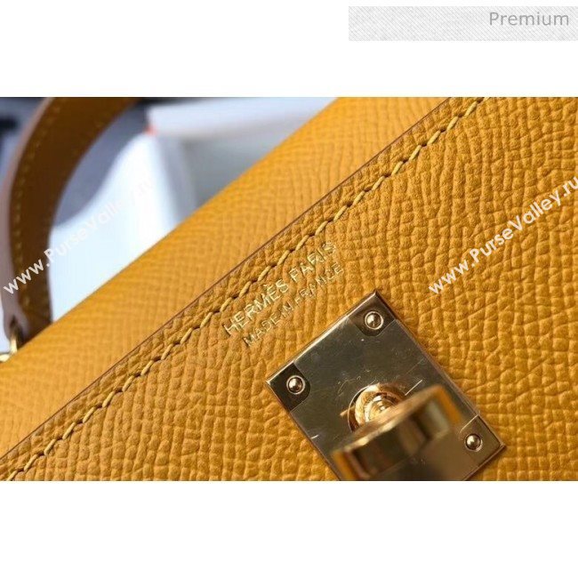 Hermes Mini Kelly II Handbag in Original Epsom Leather Yellow (Gold Hardware) (FL-20043003)