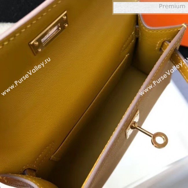 Hermes Mini Kelly II Handbag in Original Epsom Leather Yellow (Gold Hardware) (FL-20043003)