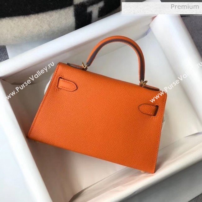 Hermes Mini Kelly II Handbag in Original Epsom Leather Orange (Gold Hardware) (FL-20043005)