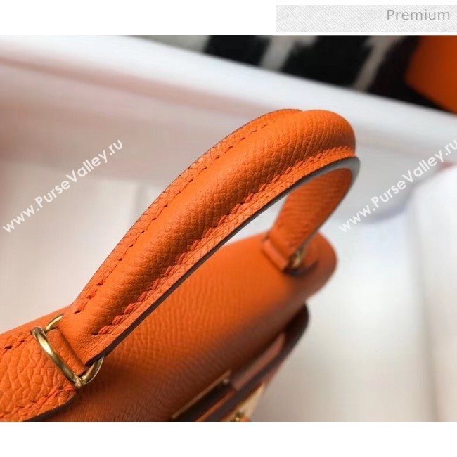 Hermes Mini Kelly II Handbag in Original Epsom Leather Orange (Gold Hardware) (FL-20043005)