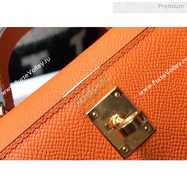 Hermes Mini Kelly II Handbag in Original Epsom Leather Orange (Gold Hardware) (FL-20043005)