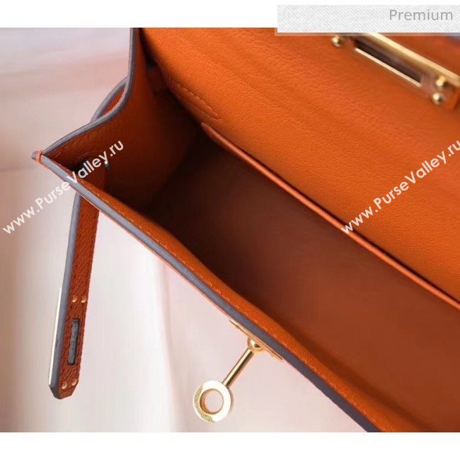 Hermes Mini Kelly II Handbag in Original Epsom Leather Orange (Gold Hardware) (FL-20043005)