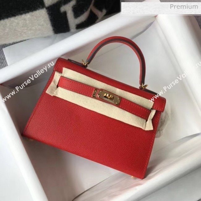 Hermes Mini Kelly II Handbag in Original Epsom Leather Red (Gold Hardware) (FL-20043006)