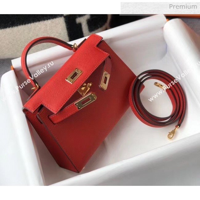 Hermes Mini Kelly II Handbag in Original Epsom Leather Red (Gold Hardware) (FL-20043006)