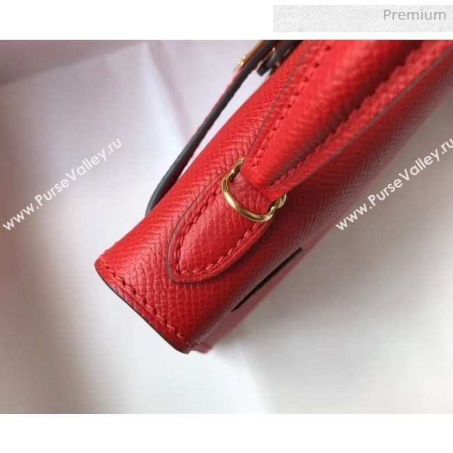 Hermes Mini Kelly II Handbag in Original Epsom Leather Red (Gold Hardware) (FL-20043006)