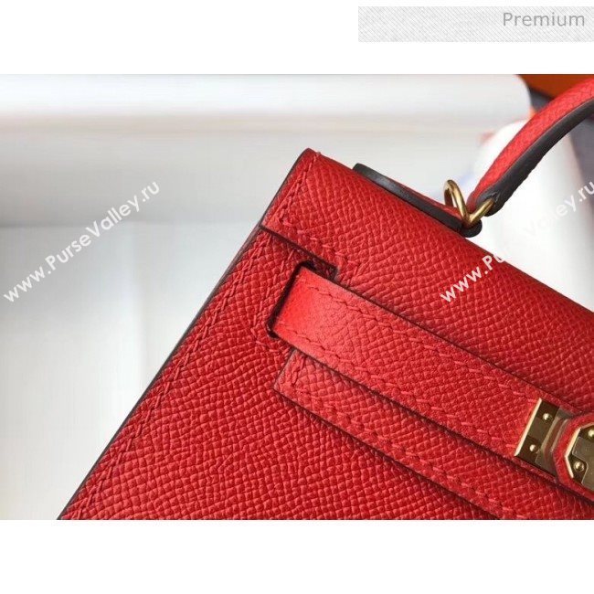 Hermes Mini Kelly II Handbag in Original Epsom Leather Red (Gold Hardware) (FL-20043006)