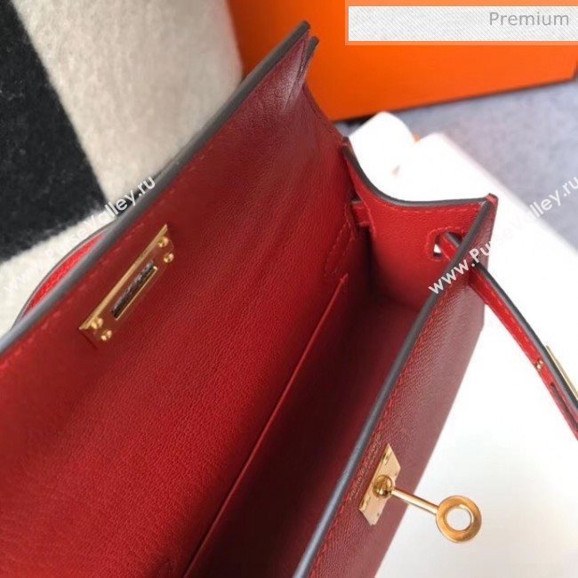 Hermes Mini Kelly II Handbag in Original Epsom Leather Red (Gold Hardware) (FL-20043006)