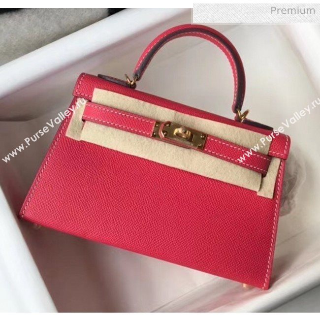 Hermes Mini Kelly II Handbag in Original Epsom Leather Rosy (Gold Hardware) (FL-20043009)