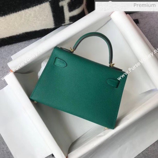 Hermes Mini Kelly II Handbag in Original Epsom Leather Green (Gold Hardware) (FL-20043010)