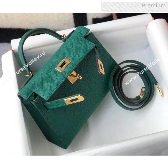 Hermes Mini Kelly II Handbag in Original Epsom Leather Green (Gold Hardware) (FL-20043010)