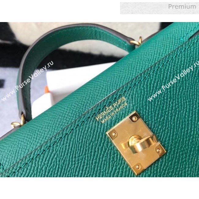 Hermes Mini Kelly II Handbag in Original Epsom Leather Green (Gold Hardware) (FL-20043010)