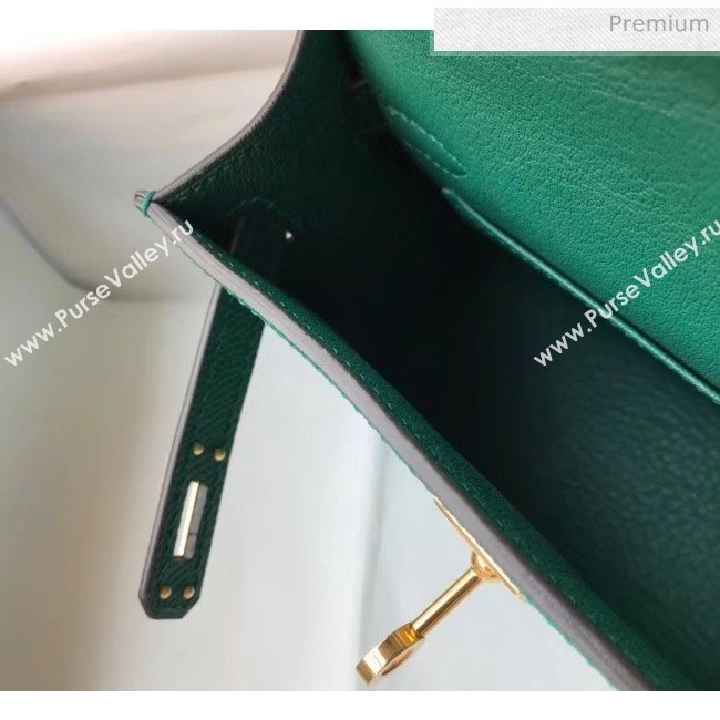 Hermes Mini Kelly II Handbag in Original Epsom Leather Green (Gold Hardware) (FL-20043010)